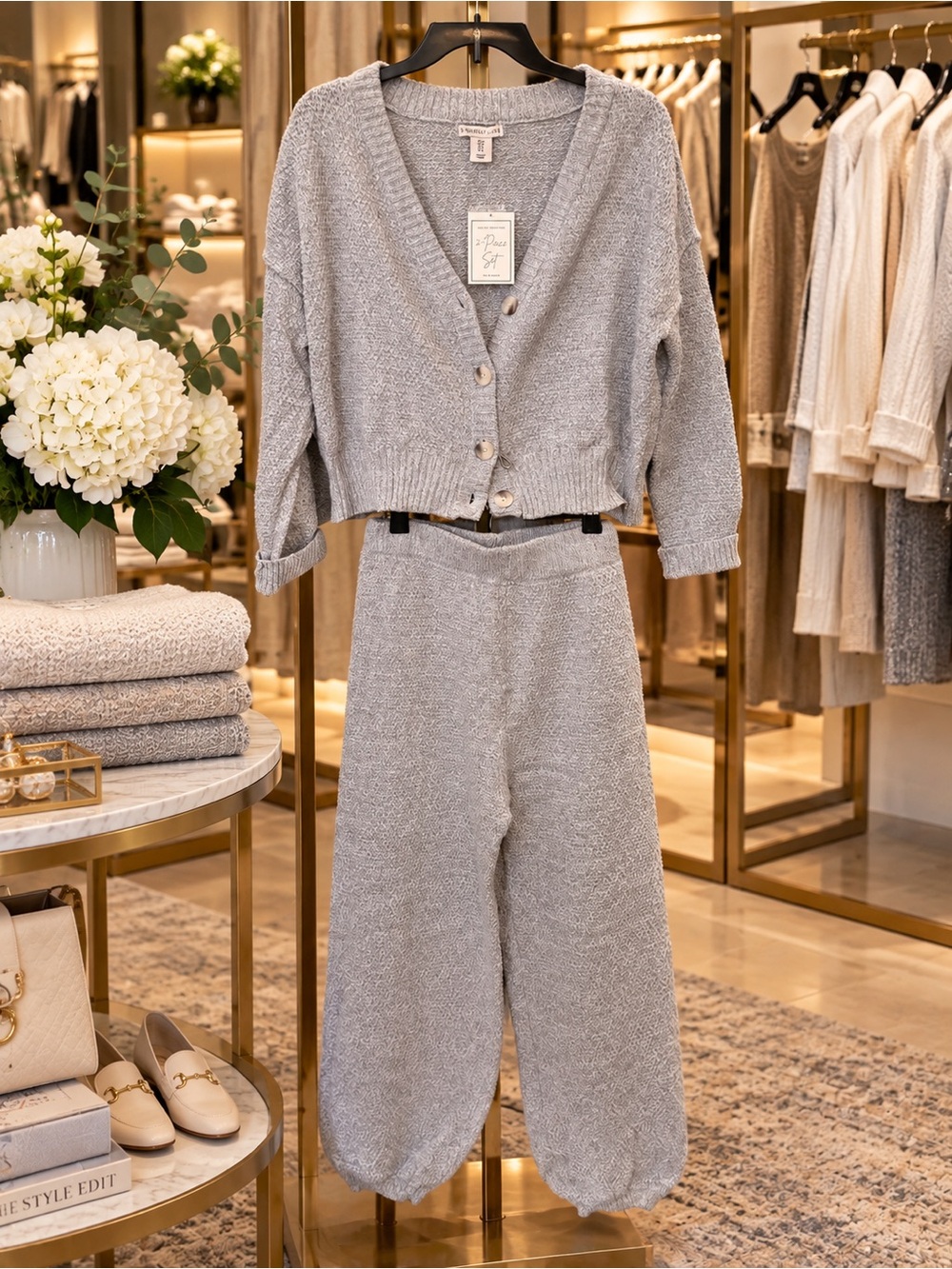 NWT Sincerely Jules Two Piece Waffle Knit Cozy Pant Set Size Small